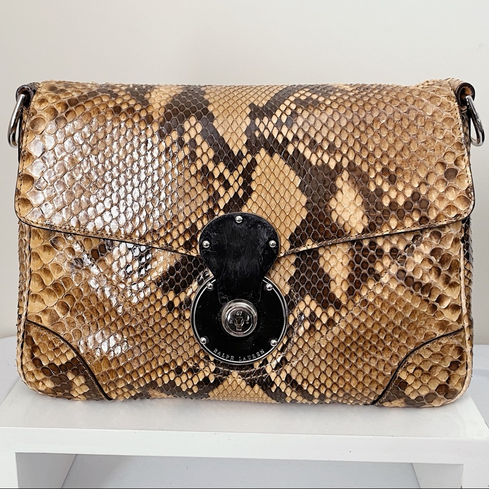 Ralph Lauren Collection Ricky Exotic Python Snake Skin Shoulder Crossbody Bag 5K - Picture 3 of 15